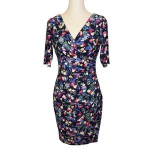 Ralph Lauren Navy Multicolor Floral Midi Dress